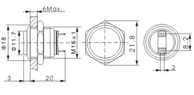 Przełącznik 16 mm ze stali nierdzewnej o wysokiej głowicy Wodoodporny Łatwy montaż
