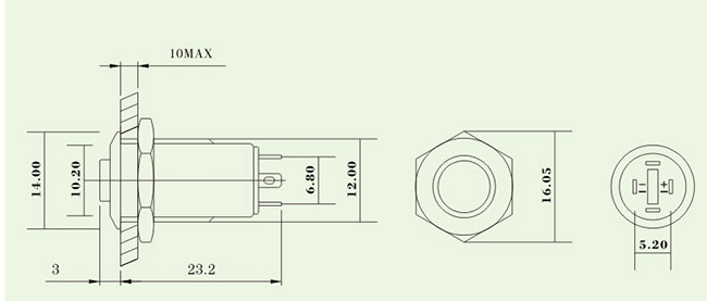 12mm LED metalowy przełącznik przyciskowy 12V 36V, podświetlany chwilowy przełącznik wciskany