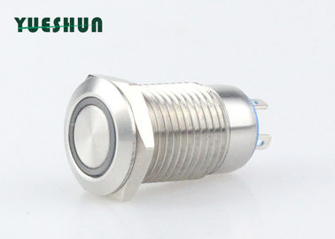 Chiny Odporny na kurz metalowy chwilowy przełącznik przyciskowy Podświetlana płaska okrągła głowica LED dystrybutor