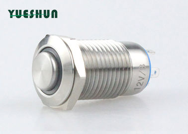 Chiny Metalowy przycisk 12 V 36 V 12 mm LED, podświetlany chwilowy przełącznik wciskany fabryka